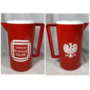Polish American Bicentennial Red Plastic Pitcher